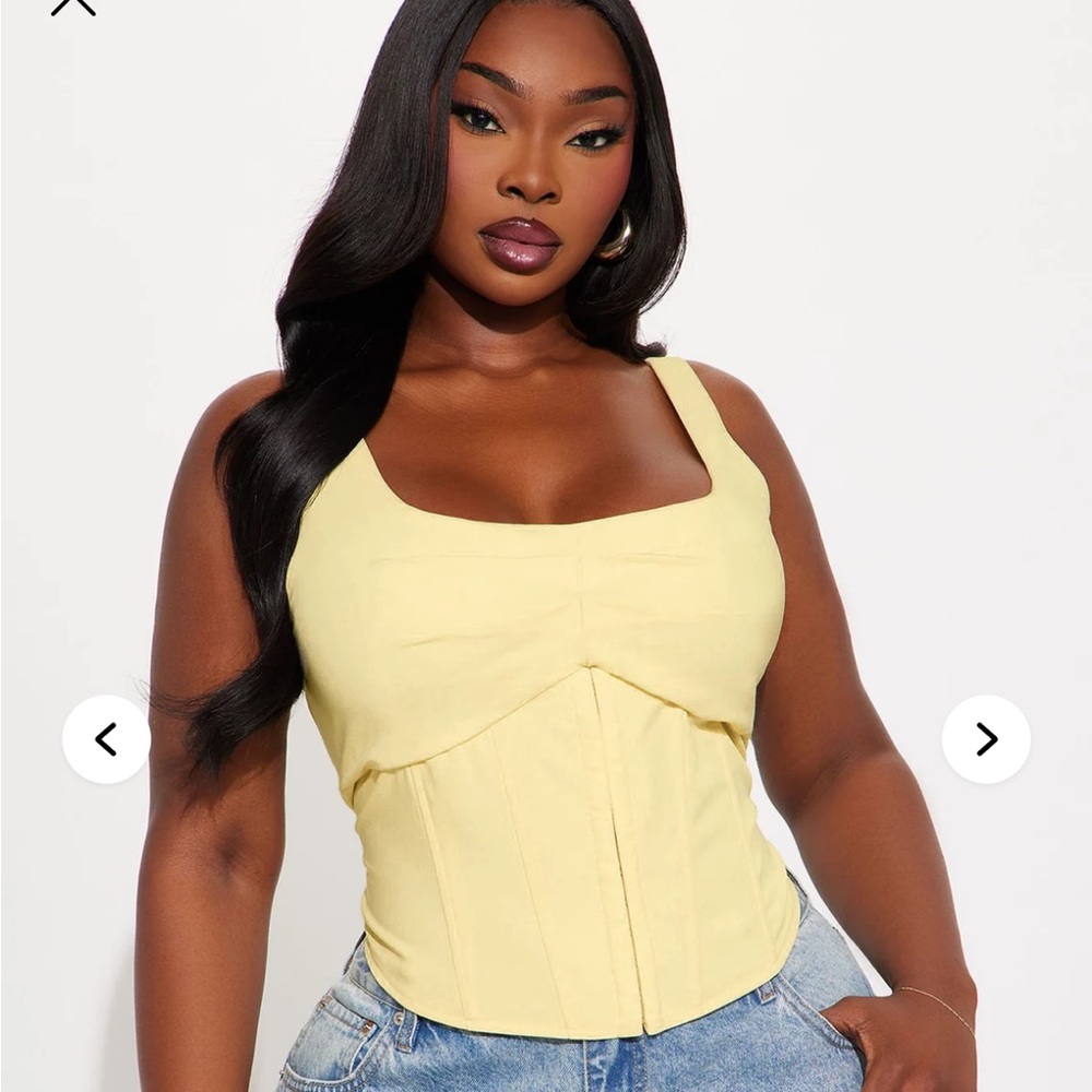 Fashion Nova Butter Yellow Corset Tank Top 3X NWT Structured Crop Blouse Plus